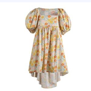 Maison Me NWT Kamala Dress Puff Sleeve High Low Wild Poppy Flowers M